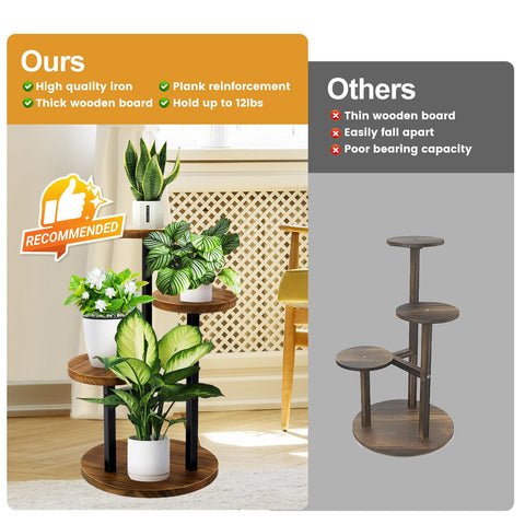 GEEBOBO three-shelf plant stand showcasing vertical plant arrangement