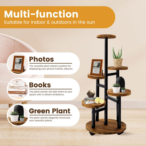 Geebobo 5-shelf design doubles as display for photos, crafts, or plants.