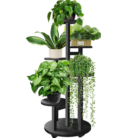 GEEBOBO 5-tier plant stand assembly showcases organized corner display for lush indoor décor.