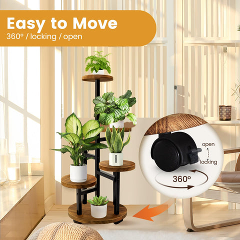 Geebobo 5 tiers organize potted plants for sun exposure and visual balance.