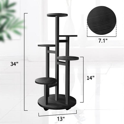 GEEBOBO black wood plant stand tray-diameter 7-1 inches fits various pots.