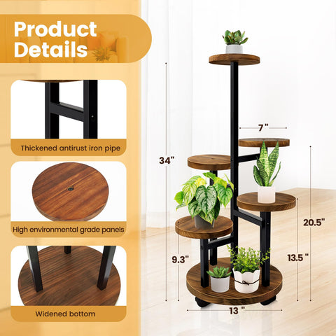 Geebobo plant stand with iron wood construction enhances stability and durability.