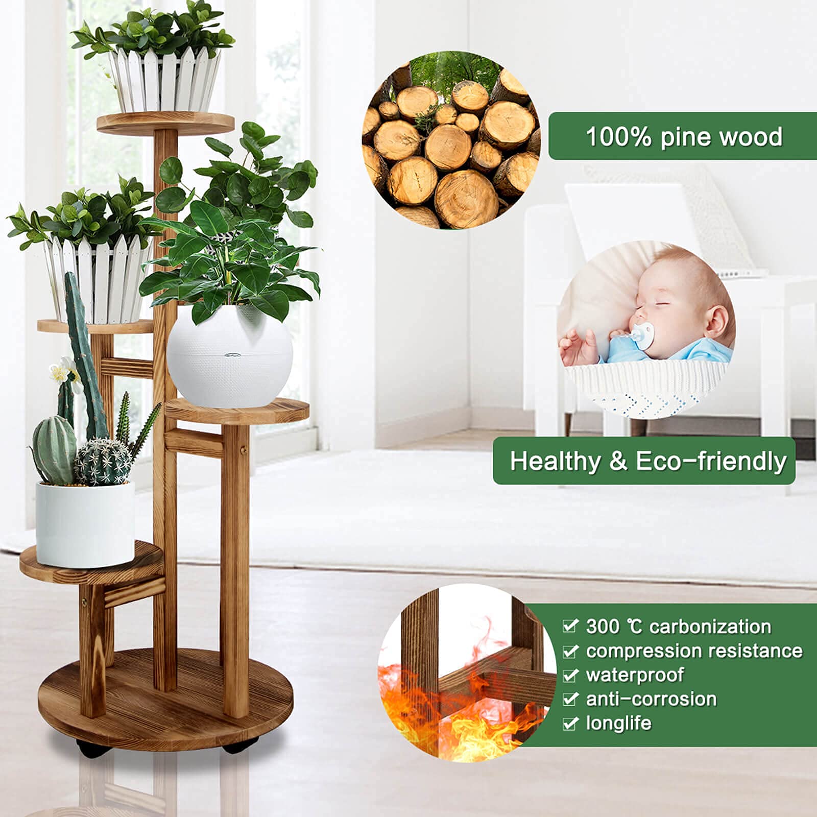GEEBOBO plant stand with wheels for versatile placement