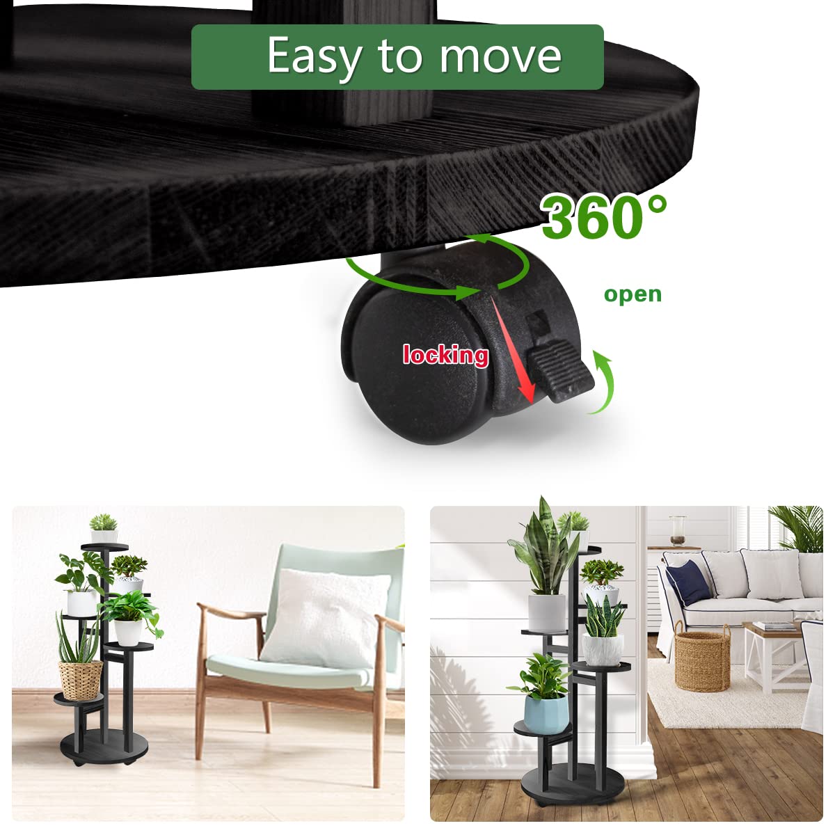 GEEBOBO wood plant holder corner display highlights multi-tier layout for compact spaces.