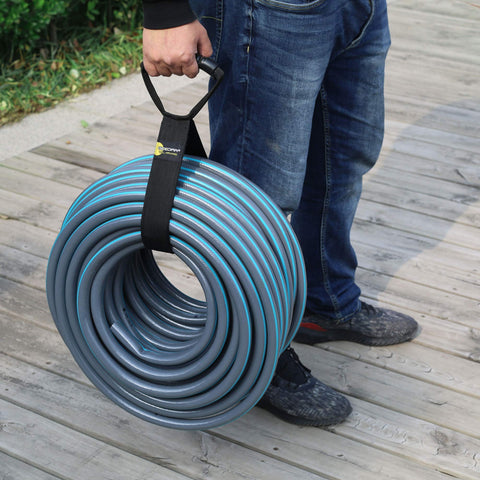 GEEDAR hose storage strap 150ft secures long hoses for pool or yard use.