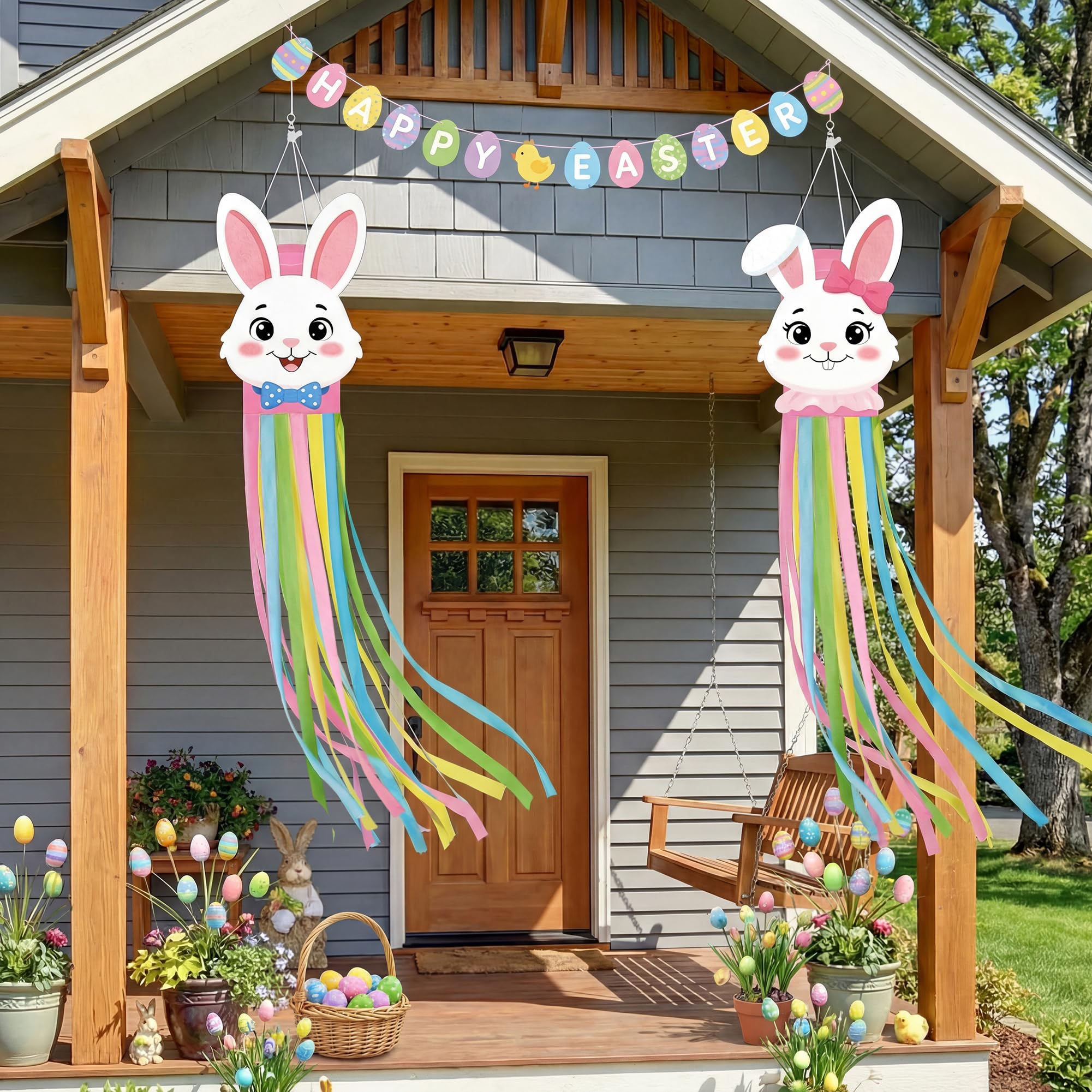 Geefuun windsocks with colorful streamers for lively outdoor decor