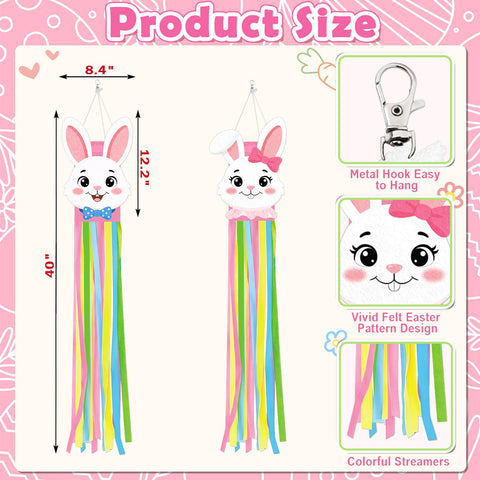 Geefuun windsock felt detail adds charming bunny face accents