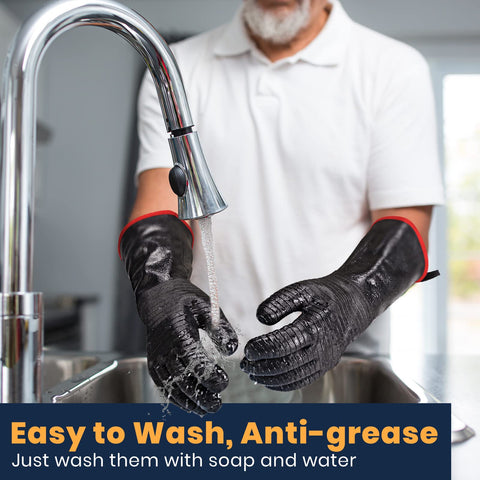 GEEKHOM gloves are compatible with Weber, Traeger, and other popular grills.