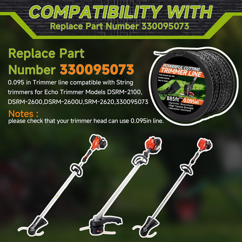 GeekNi 0.095 inch nylon line highlights heavy-duty weed clearance and durability.