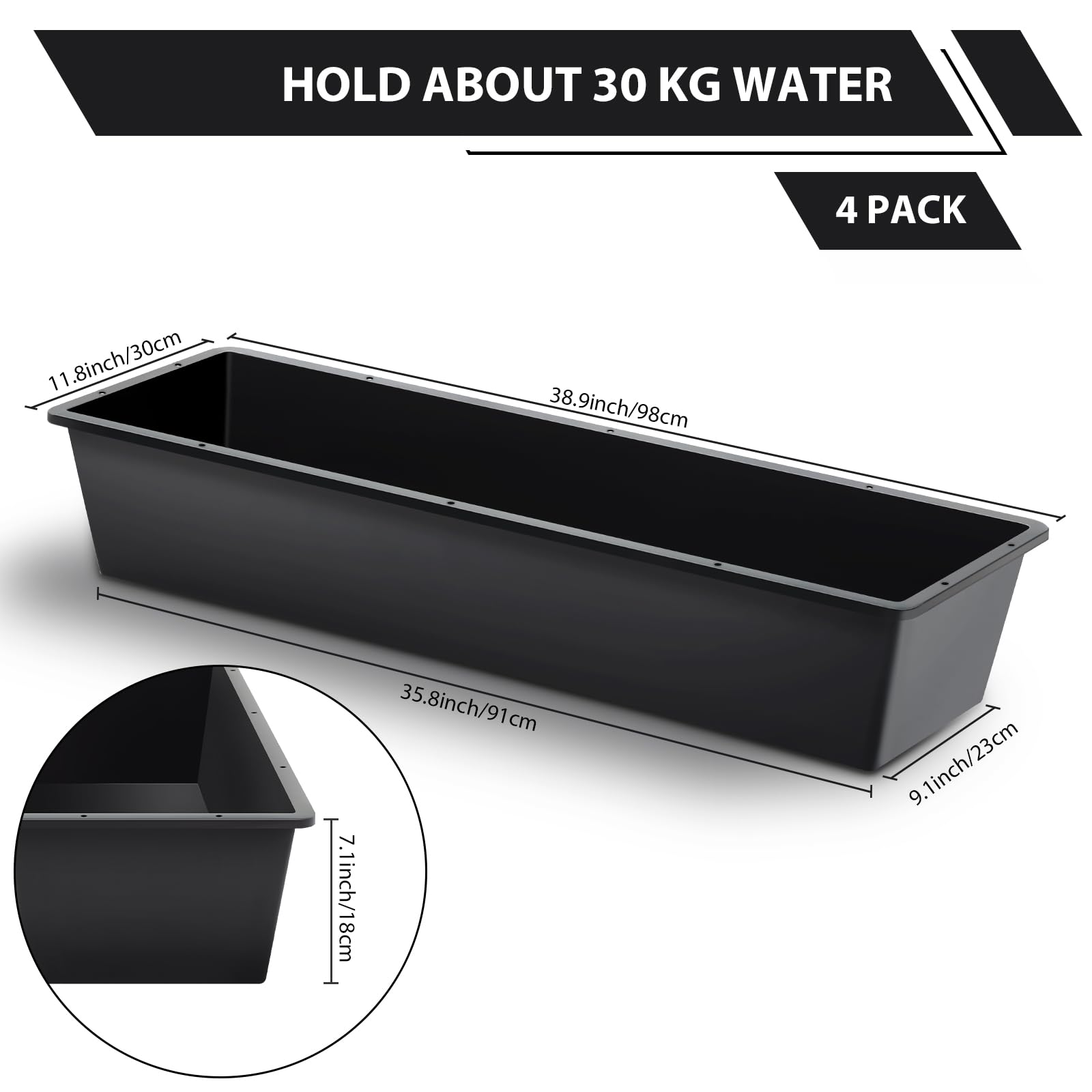Geelin 12-gallon capacity trough, durable plastic for farms.
