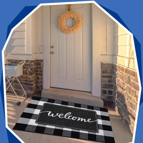 Geelin buffalo checkered rug outdoor brings rustic charm to entryways