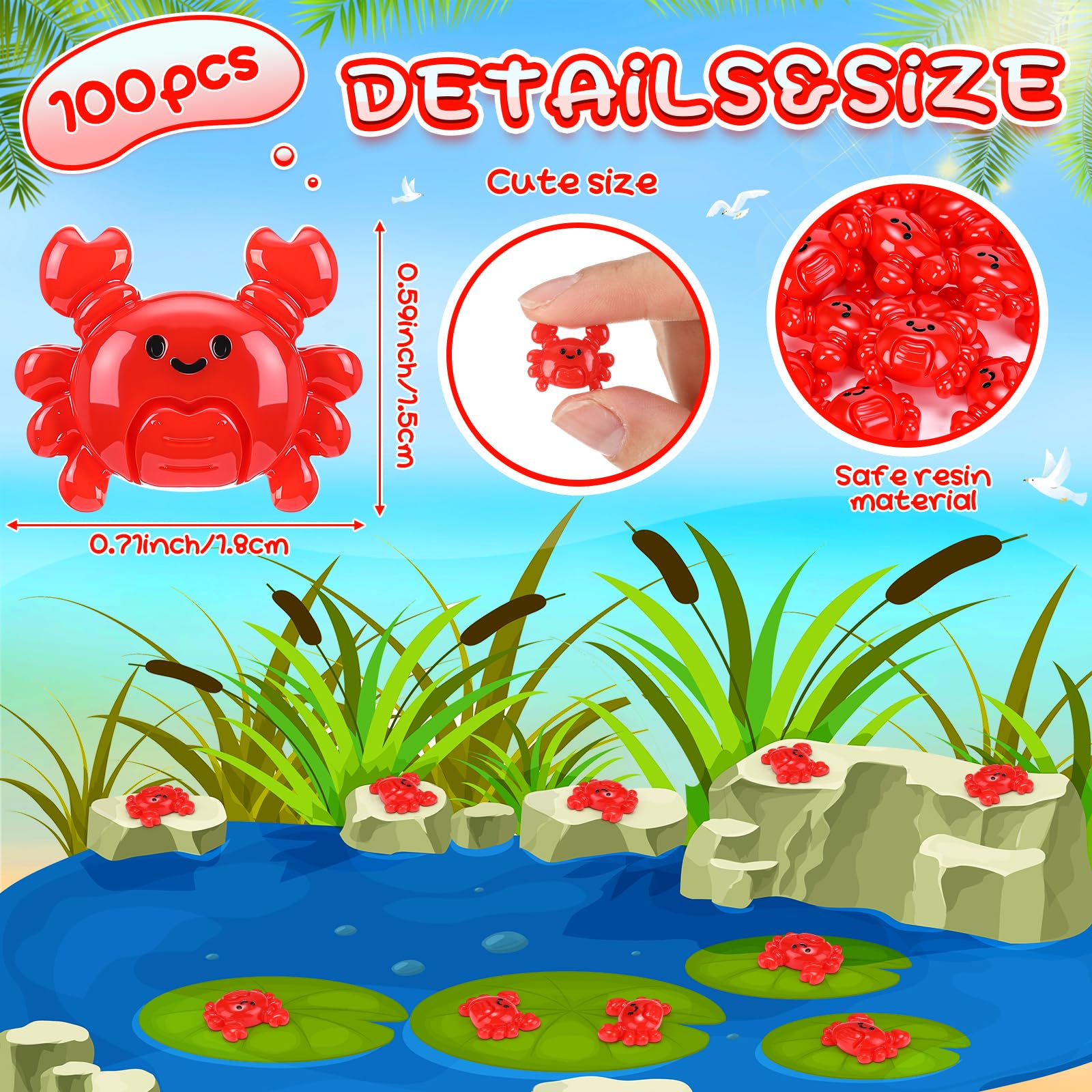 Geelin fairy garden ornament featuring a bright red crab