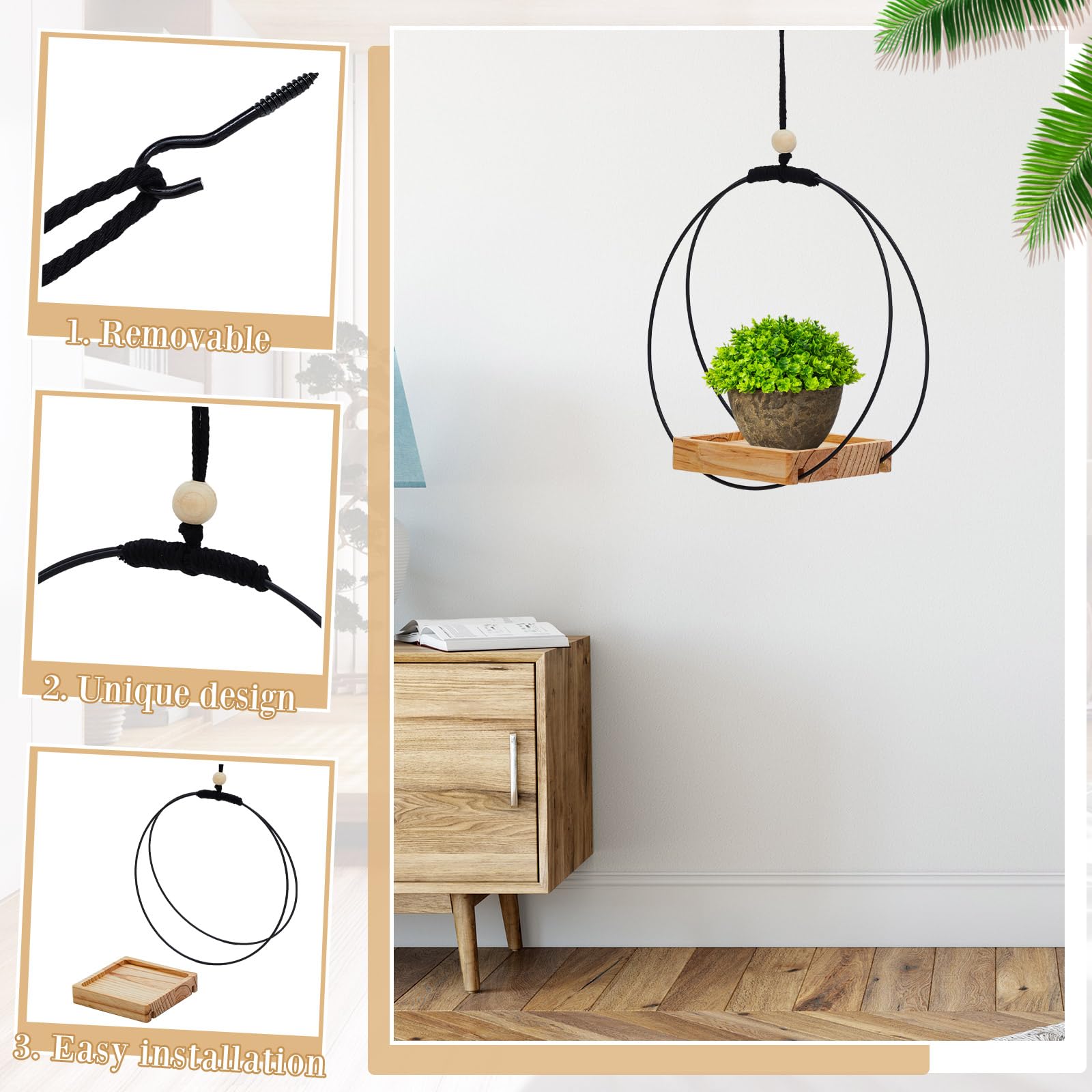 Geelin hanging rope length shown at 30 inches for adjustable height.