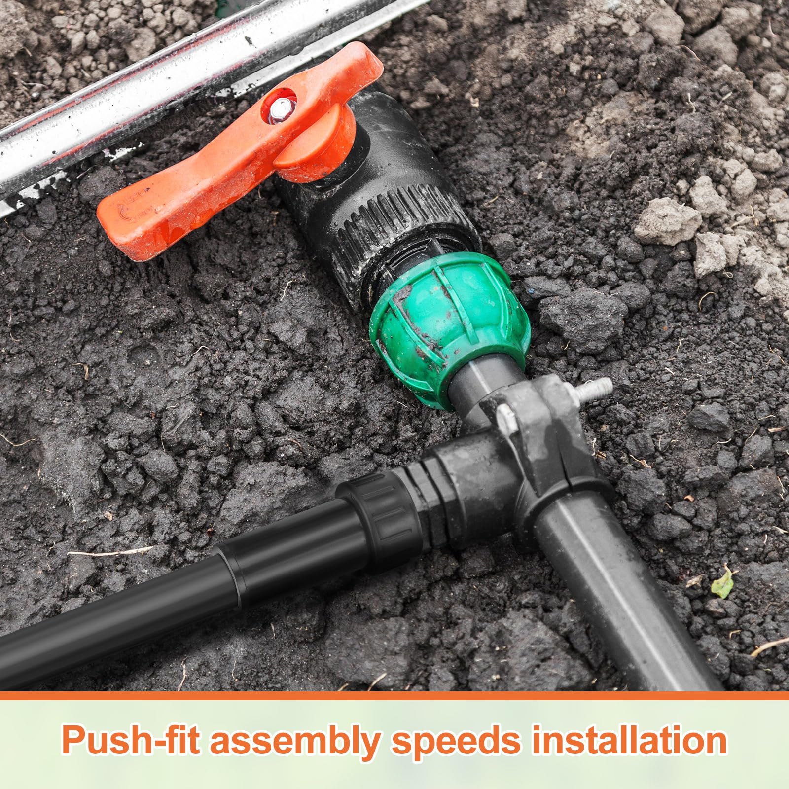 Geelin leak-free connection ensures steady water flow across drip setups.