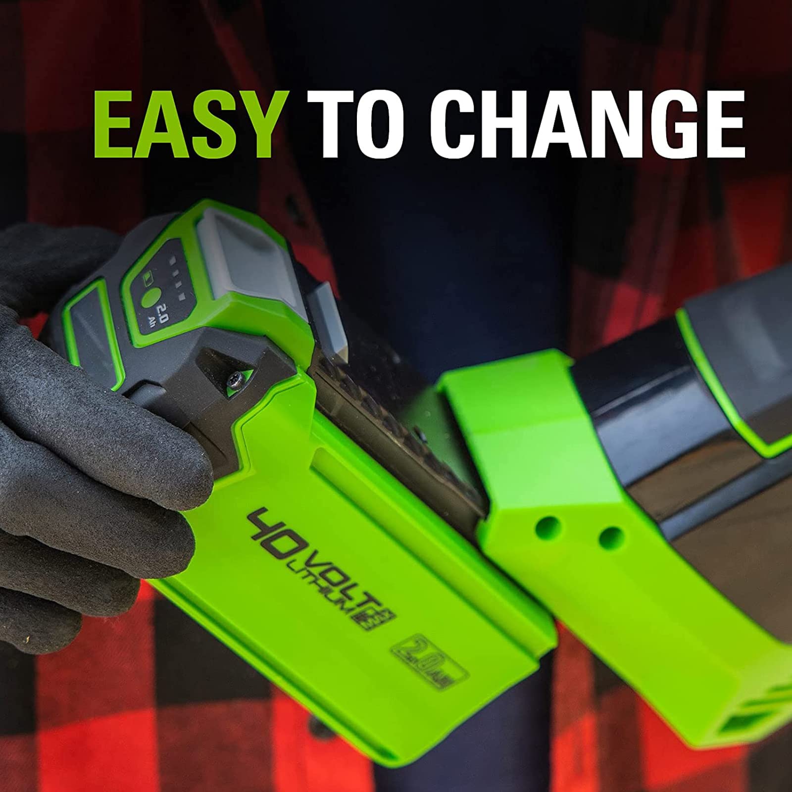 Geelink battery being installed on a GreenWorks tool for reliable replacement