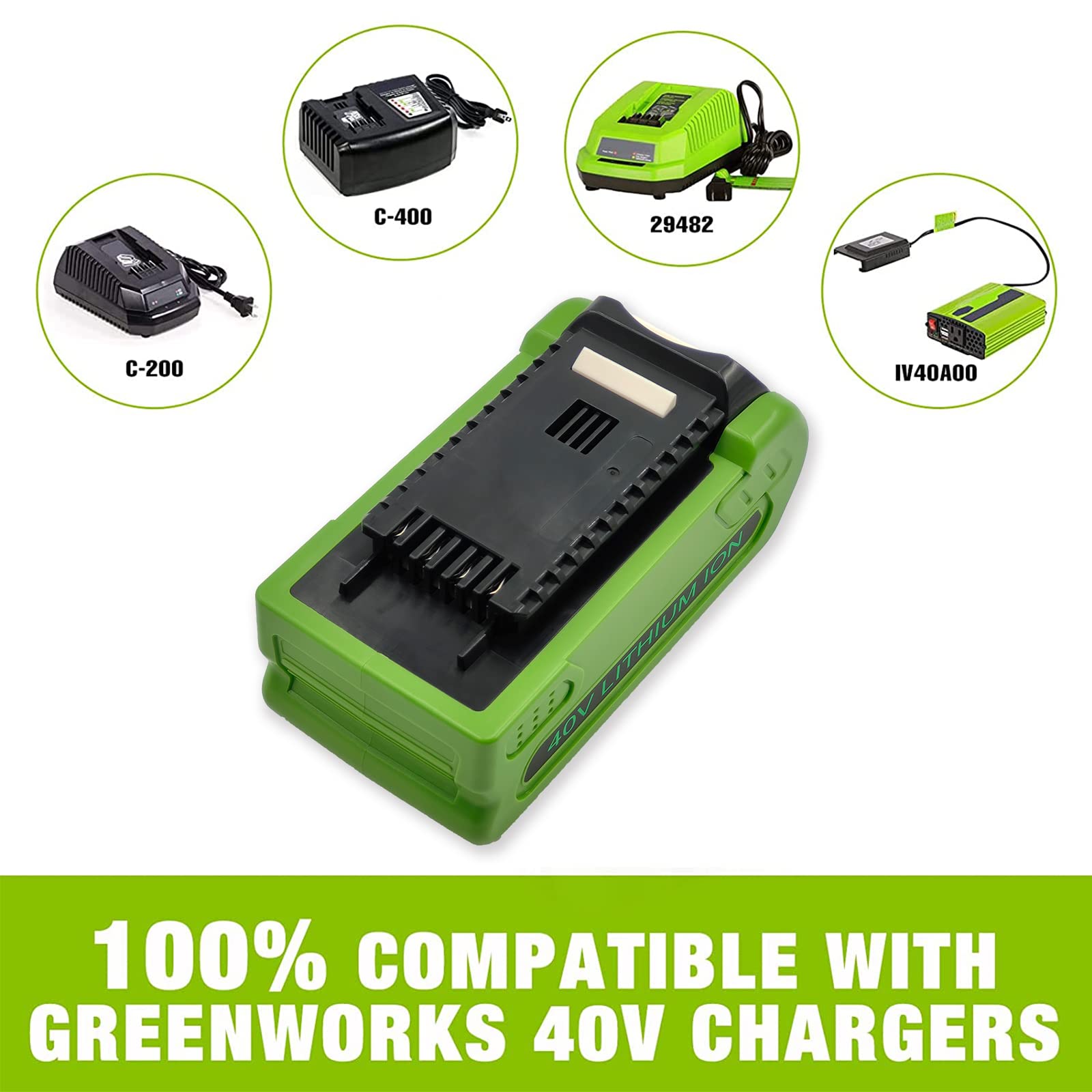 Geelink 40V 29462 compatibility chart with GreenWorks G-MAX tools