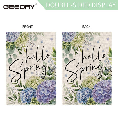 GEEORY Hello Spring stand compatibility for versatile outdoor placement.