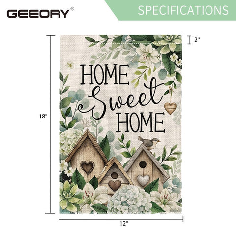 GEEORY Home Sweet Home 12x18 flag fits standard garden stands.