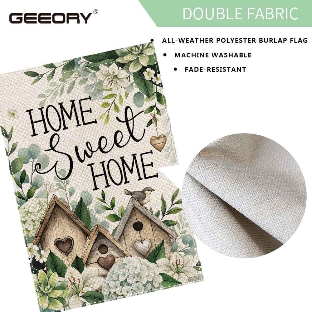 GEEORY Home Sweet Home lightweight flag for easy, secure porch display.