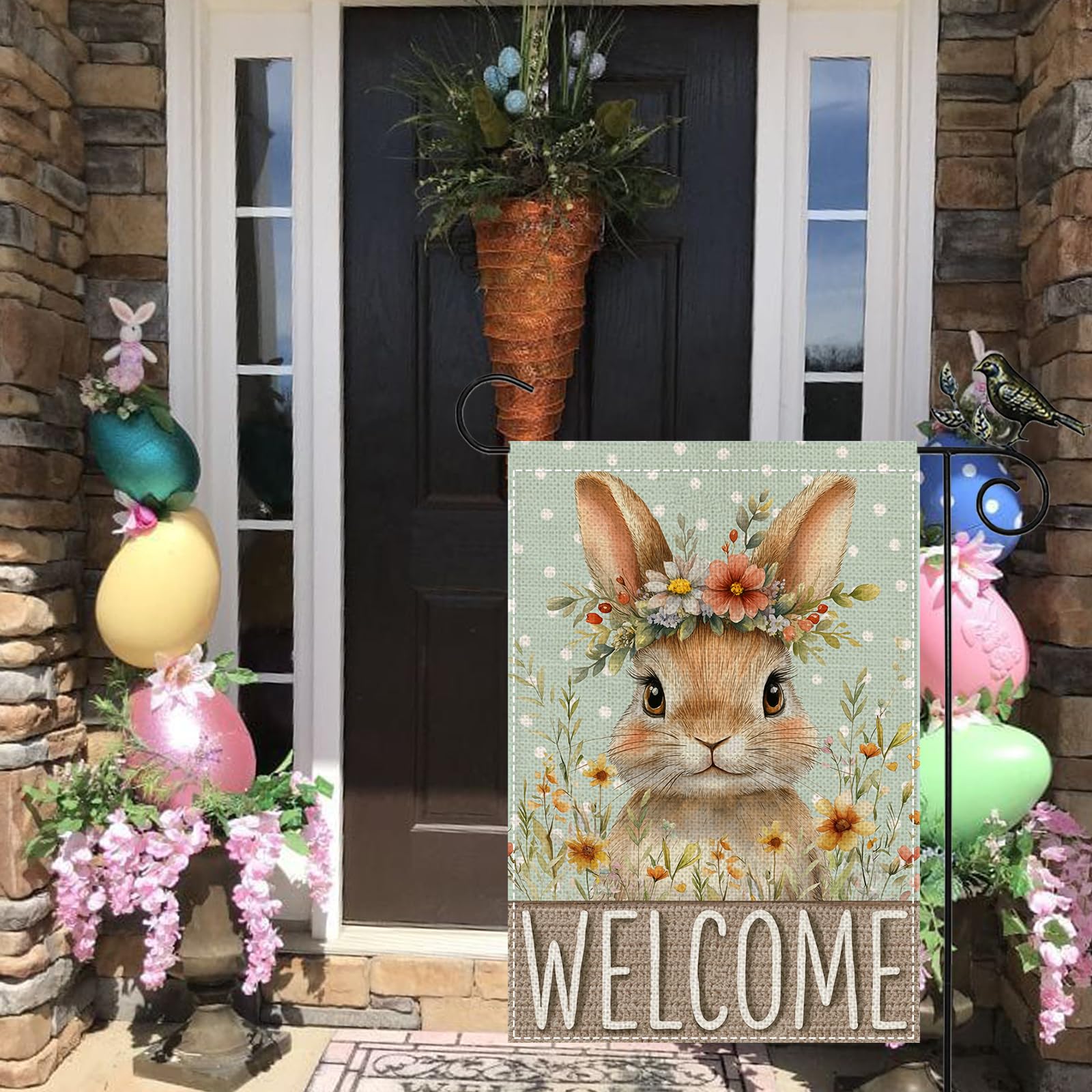 GEEORY charming welcome banner enhances garden spaces with welcoming Spring vibes.