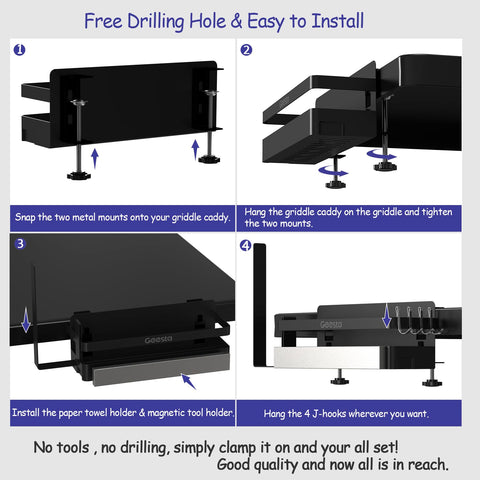Geesta Griddle Caddy fits Weber and Blackstone setups for versatile grilling.