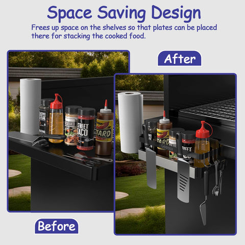 Geesta Griddle Caddy paper-towel-holder keeps towels handy during grilling.