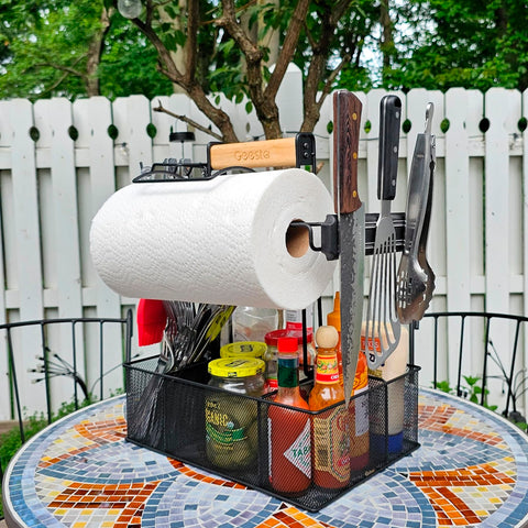 Geesta Grill Caddy keeps camp kitchen tidy and within reach