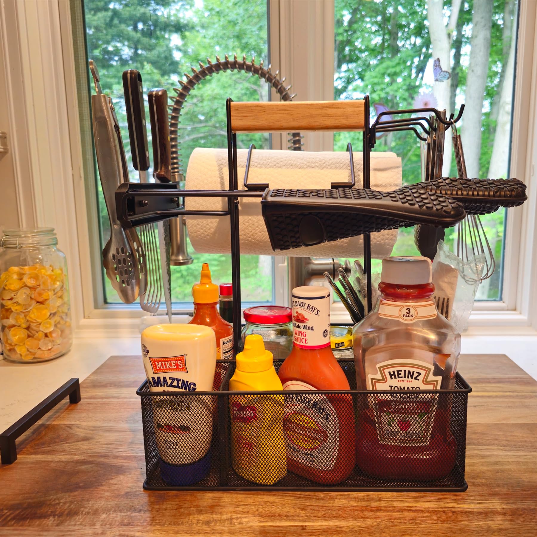 Geesta Grill Caddy large capacity holds plates, condiments, and cups