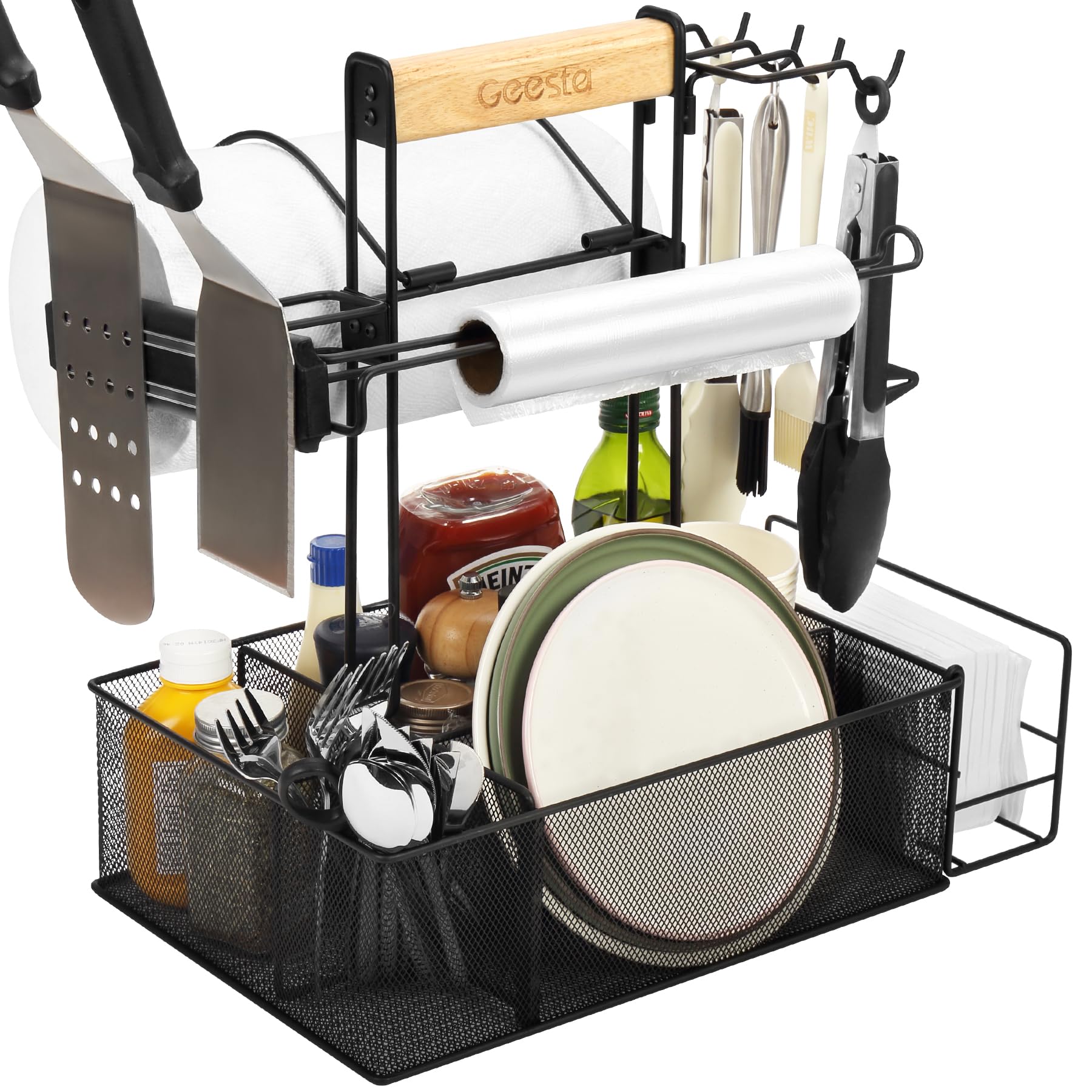 Geesta Grill Caddy with magnetic stripe for secure outdoor utensil storage