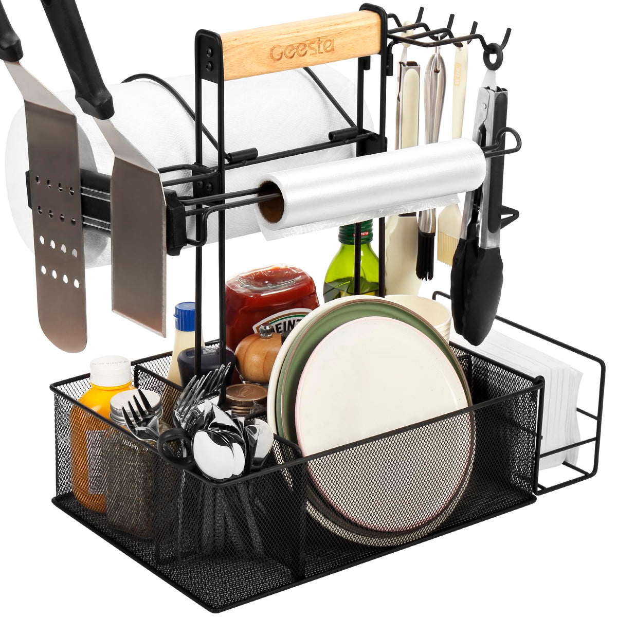 Geesta Grill Caddy with magnetic stripe for secure outdoor utensil storage