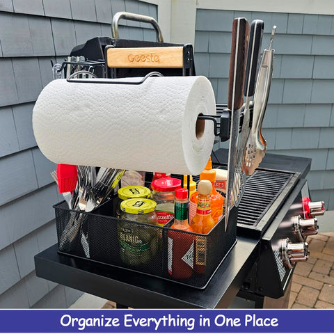 Geesta Grill Caddy paper towel holder keeps towels steady during windy barbecues