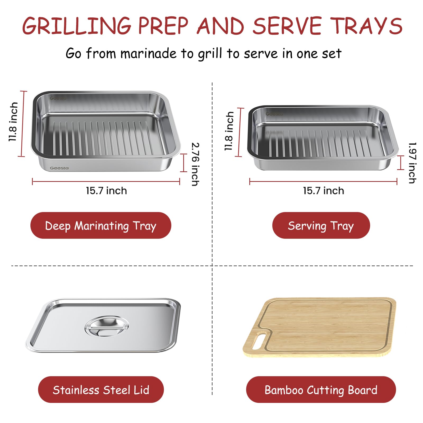 Geesta shallow tray for cooked items and serving.