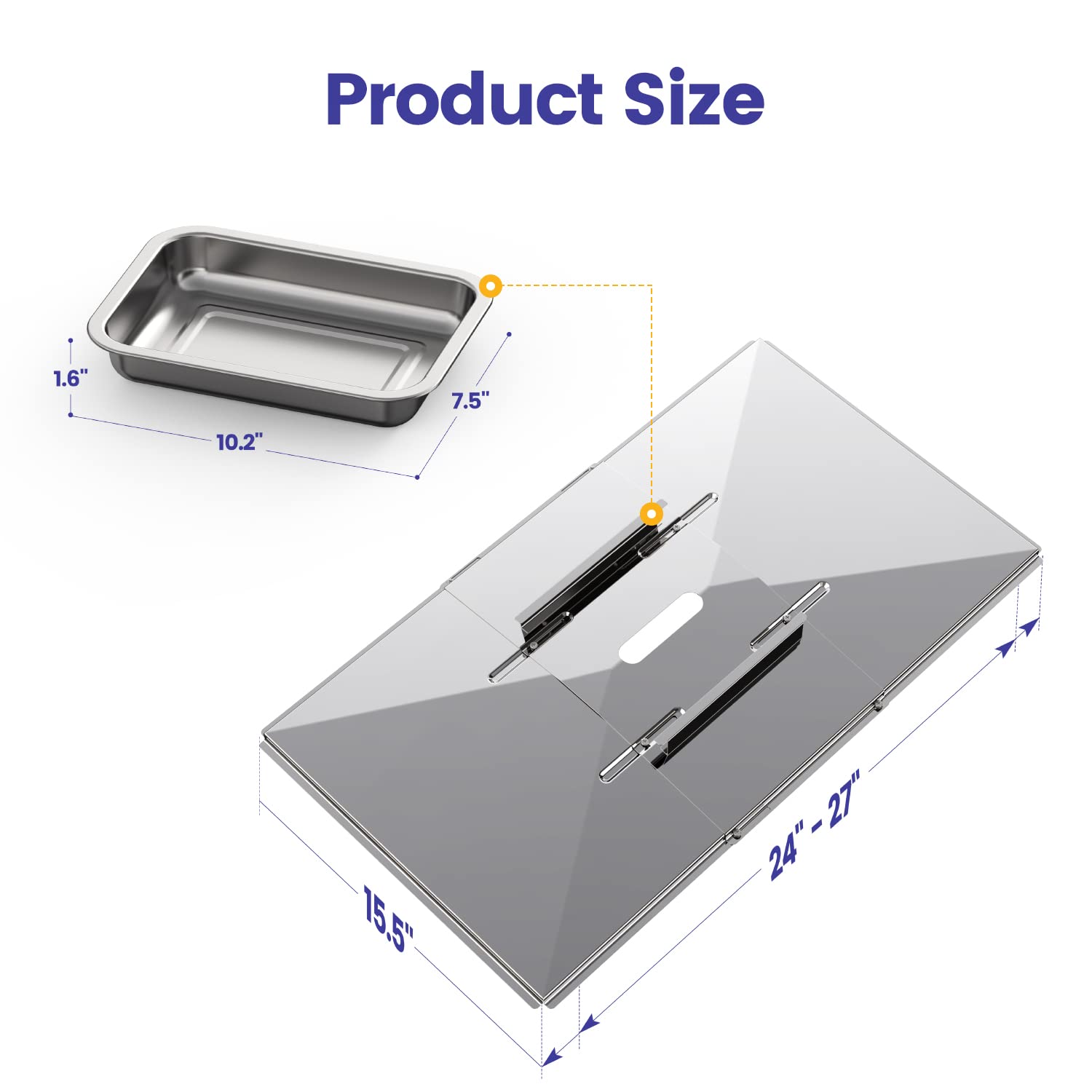 Large catch pan measures 10.2 by 7.5 inches for higher capacity.