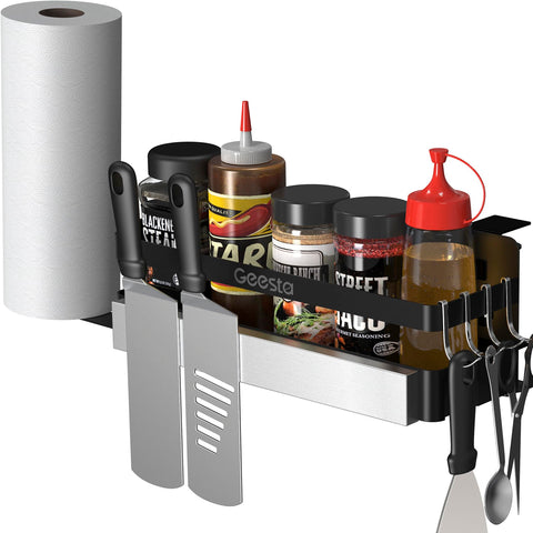 Geesta Upgraded Griddle Caddy full-design view saves counter space on Blackstone.