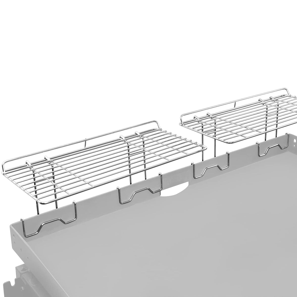 Geesta 2-pack warming rack on a griddle providing extra warming space