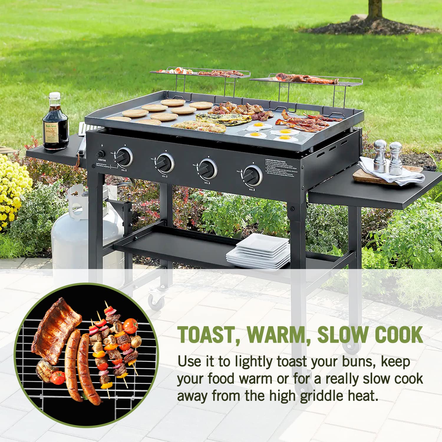Geesta warming rack folded flat for compact storage between uses