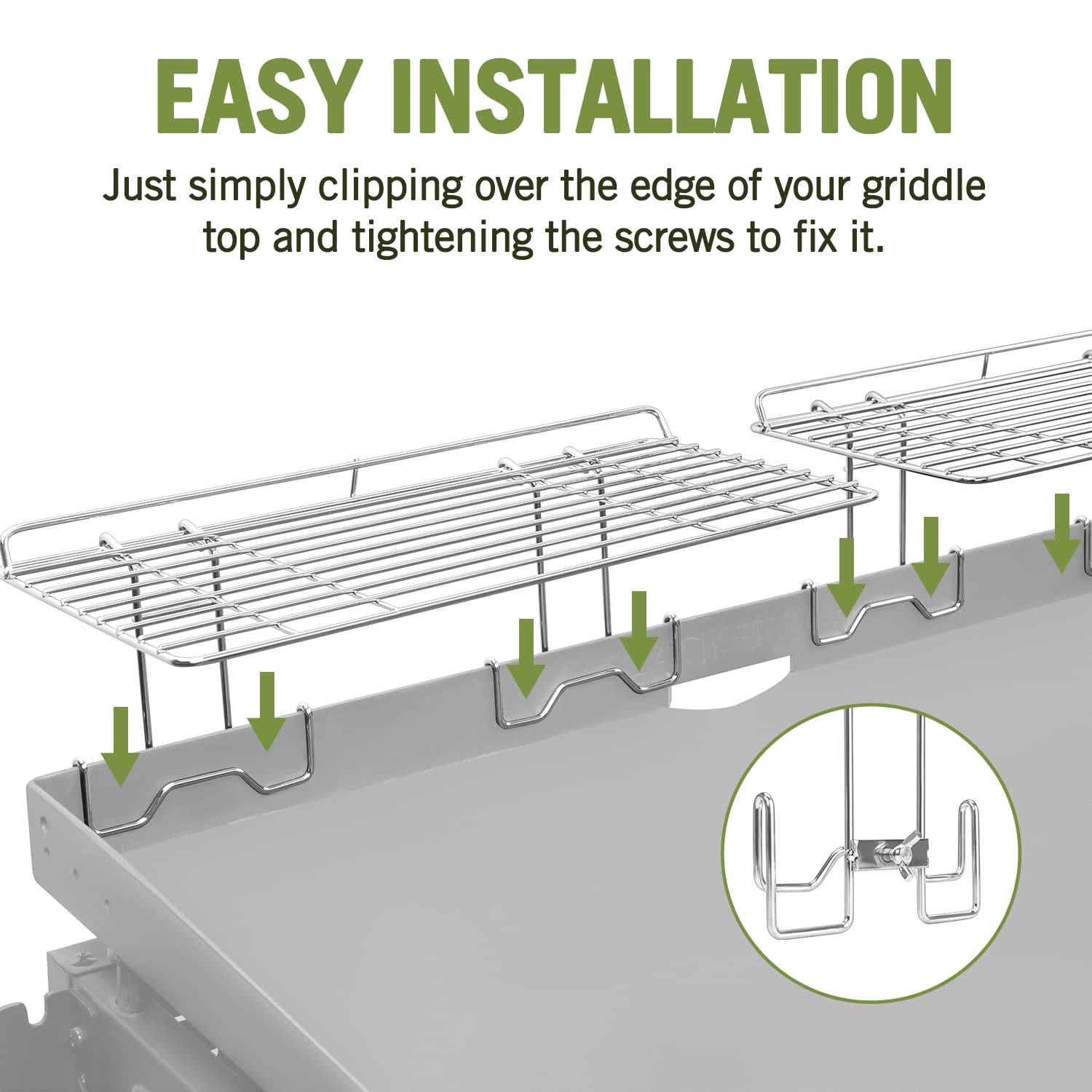 Geesta warming rack includes screws for stable installation
