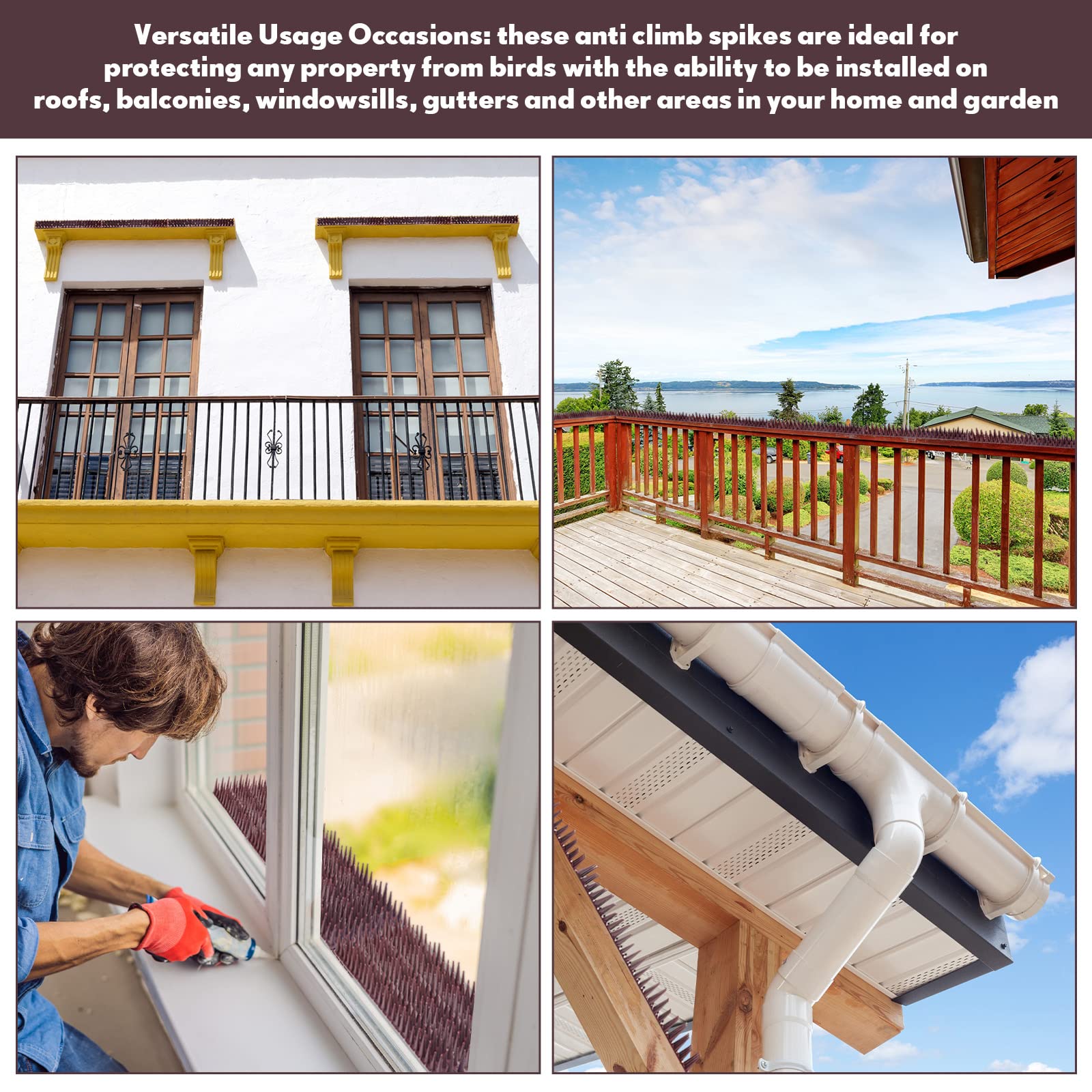 Geetery brown color blends with home exteriors for versatile use.