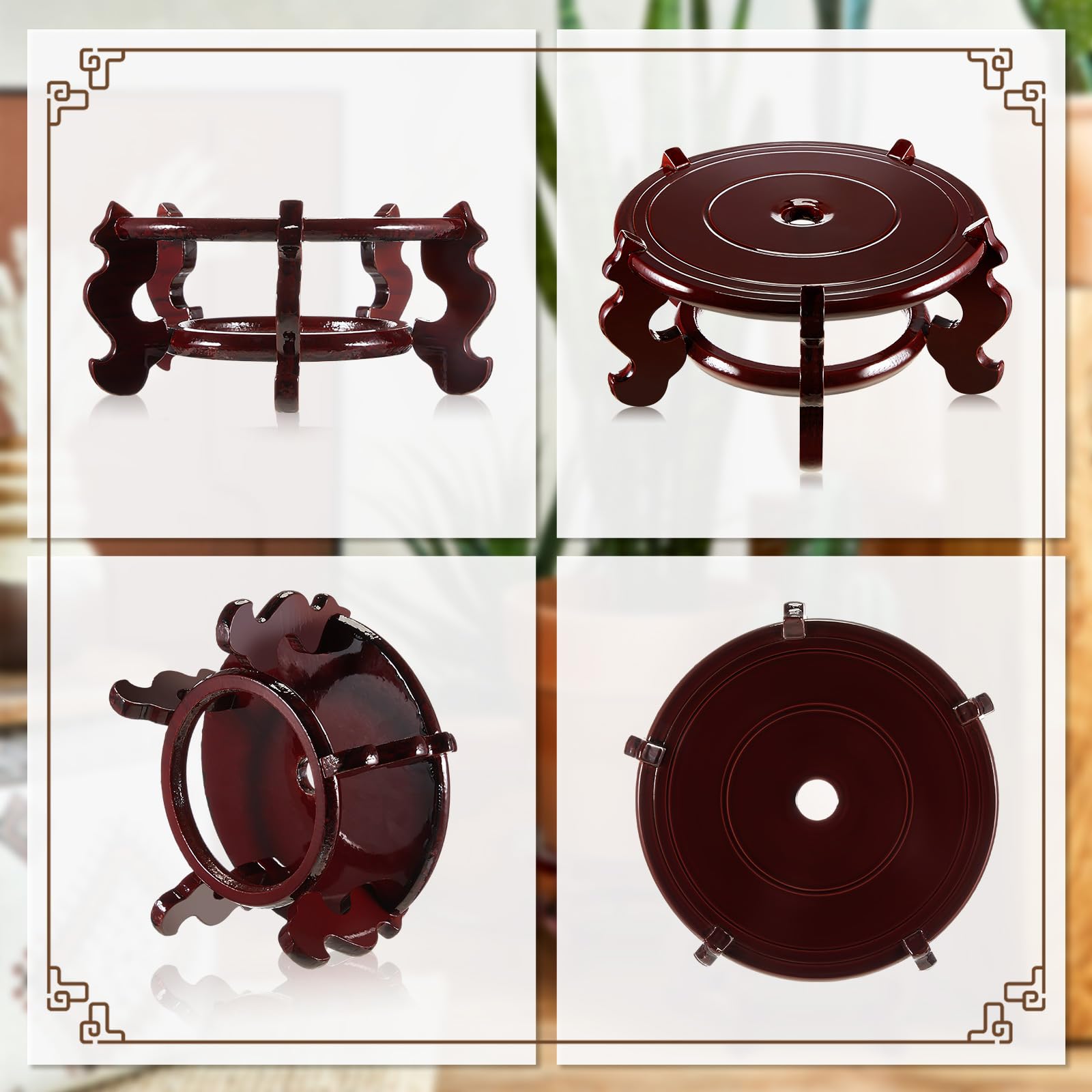 Geetery oriental design stand complements indoor decor for porcelain, ceramic, or glass vases.