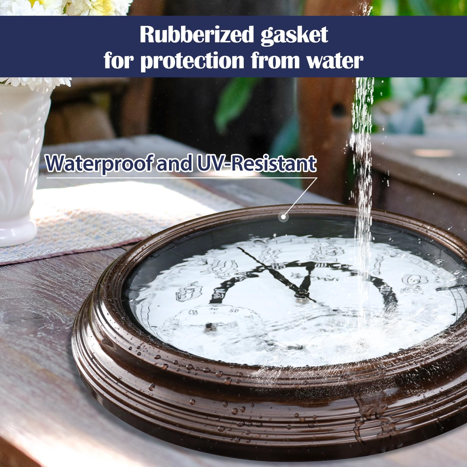 Geevon outdoor clock displaying temperature and humidity for weather awareness