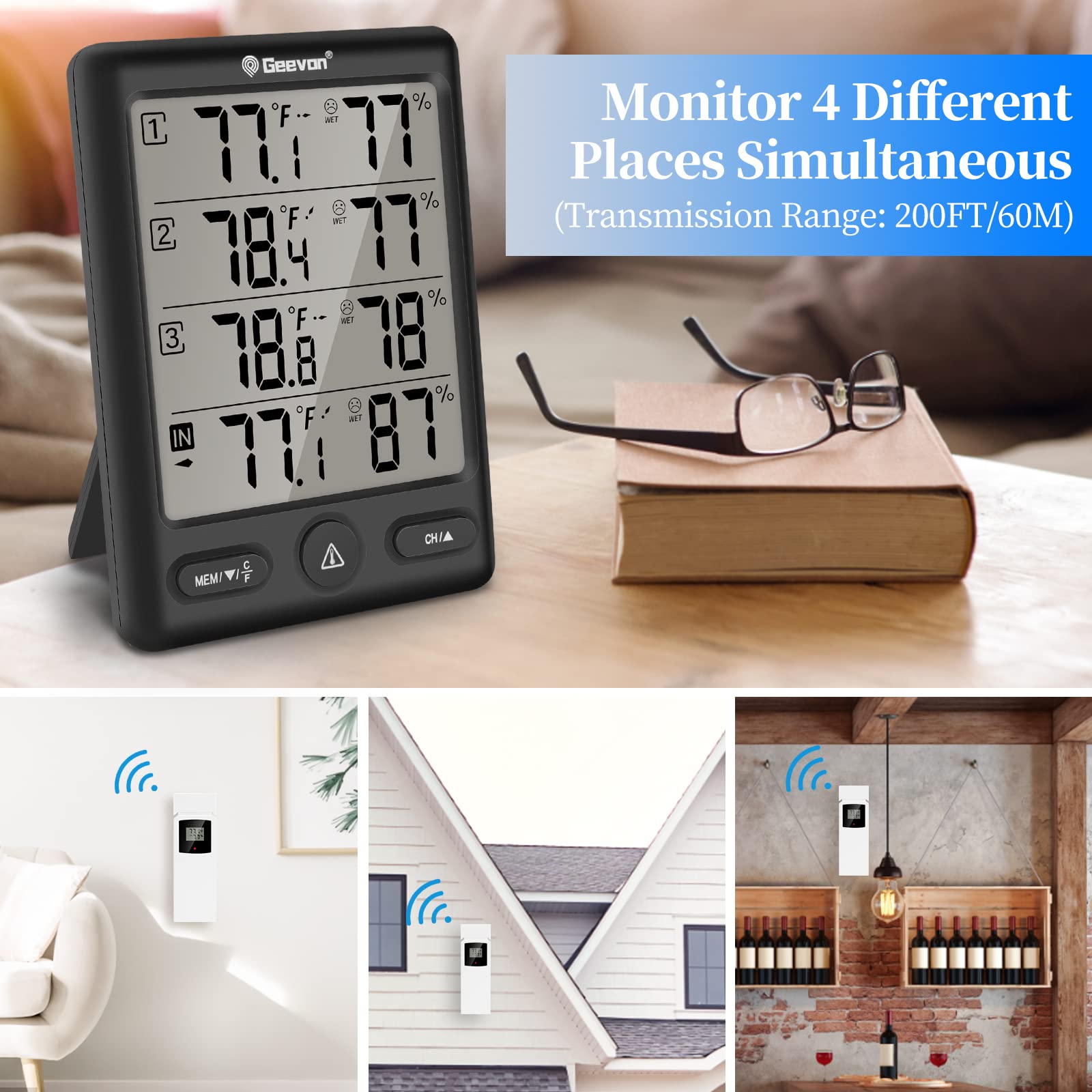 Geevon large LCD screen for easy visibility day and night