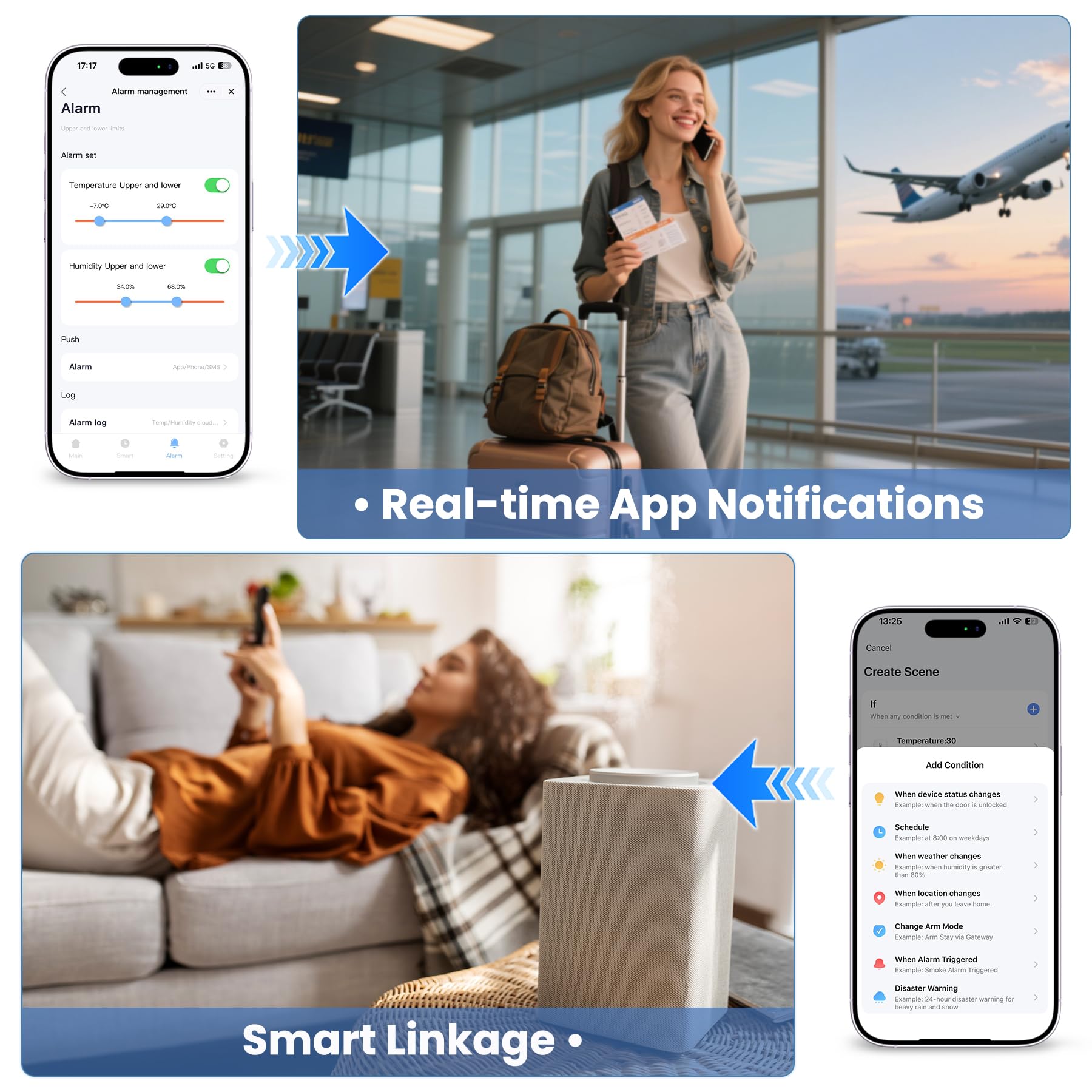 GEEVON-LINK long battery life with low-battery alerts in Smart Life app.