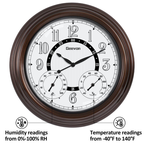 Geevon outdoor clock with smart light sensor for automatic illumination