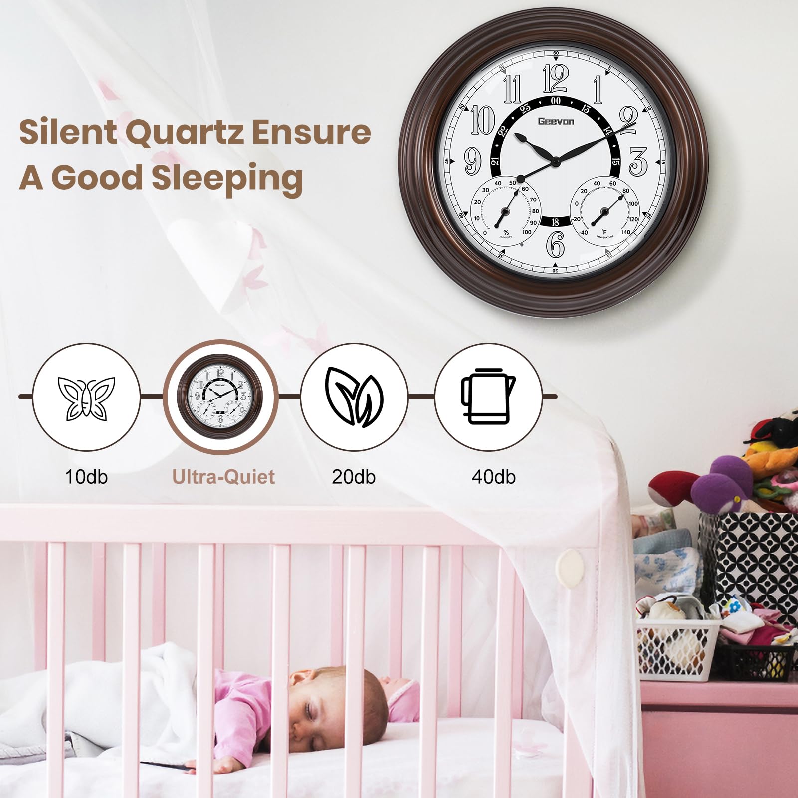 Geevon waterproof UV resistant clock mounted on outdoor wall
