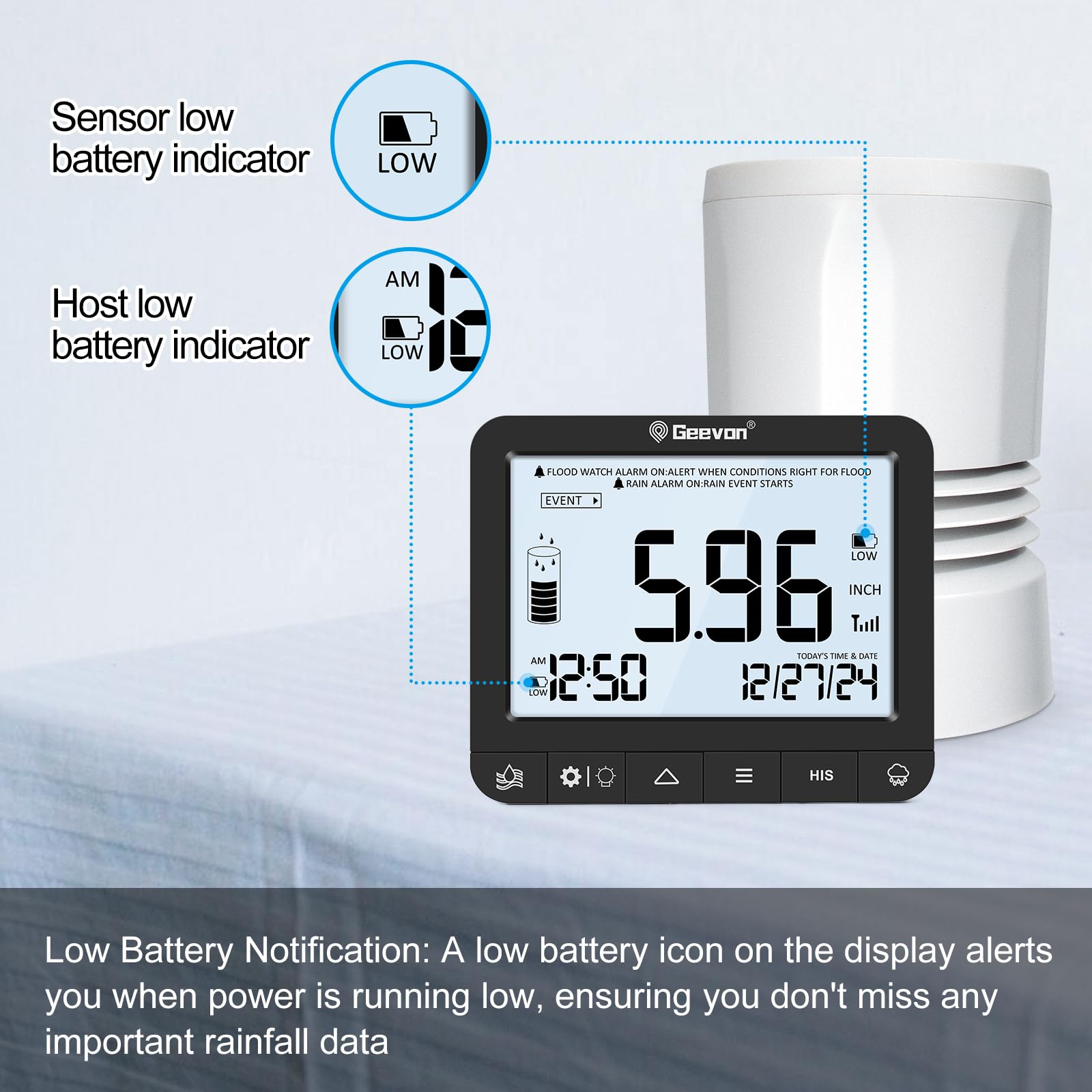 Geevon rain gauge precision 1mm highlights accurate rainfall measurement for farms.