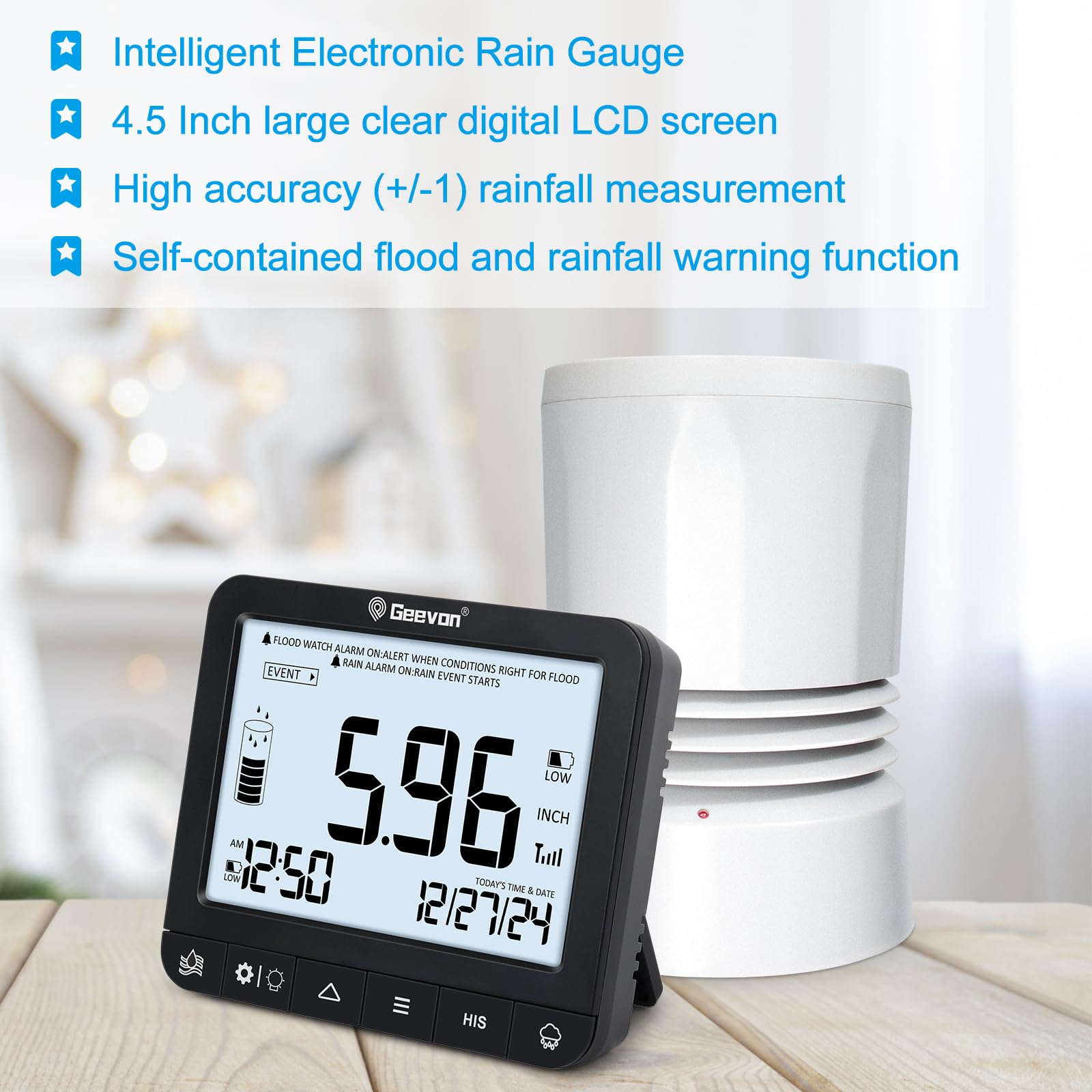 Geevon self-emptying rain collector demonstrates effortless maintenance for consistent data.
