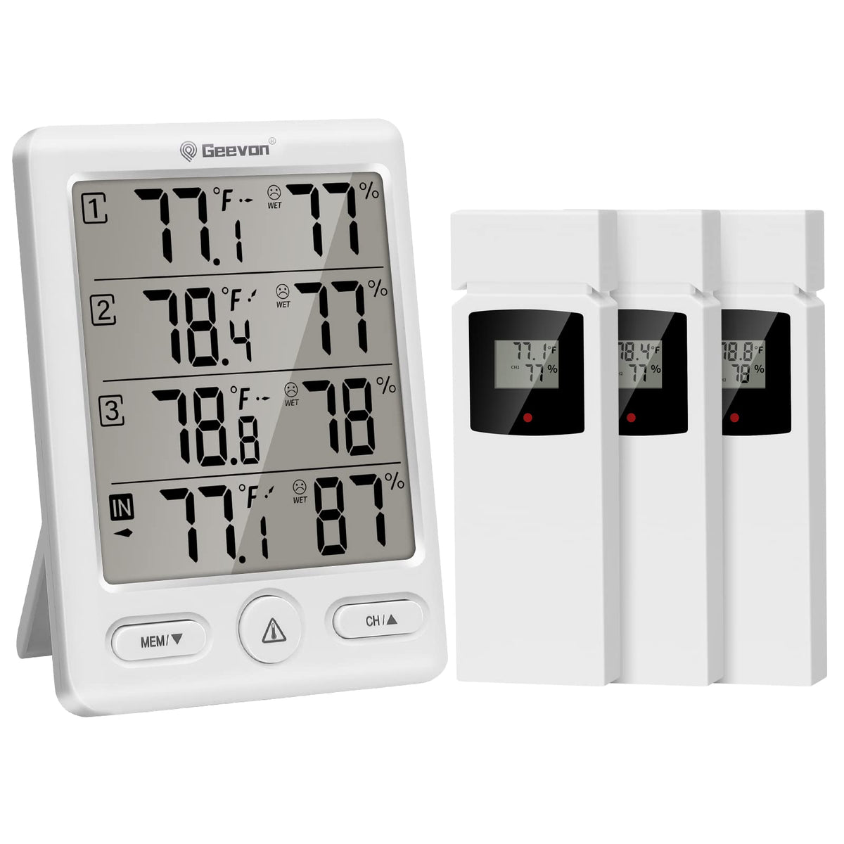 Geevon thermometer LCD display for quick, at-a-glance readings in any room.