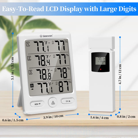 Geevon thermometer provides max/min records for daily trend awareness.