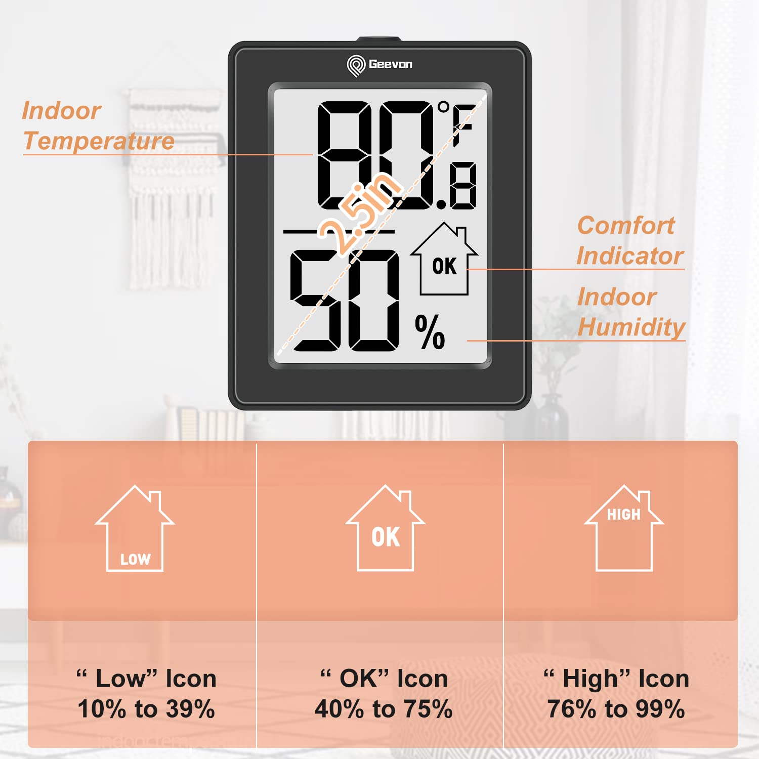 Geevon three-pack hygrometers in a convenient bundle