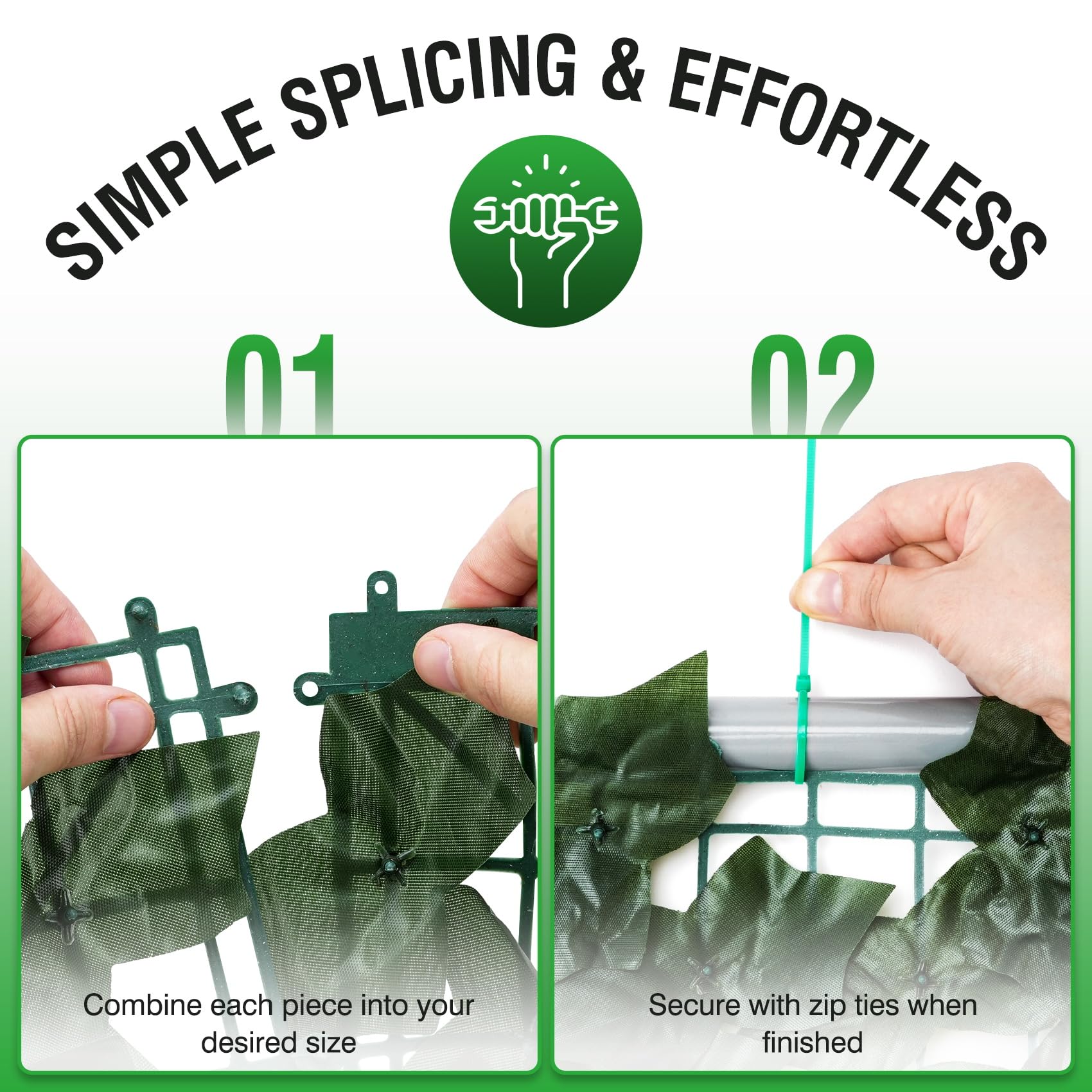 GEIGUIWA UV-resistant faux greenery stays green year-round on patios.